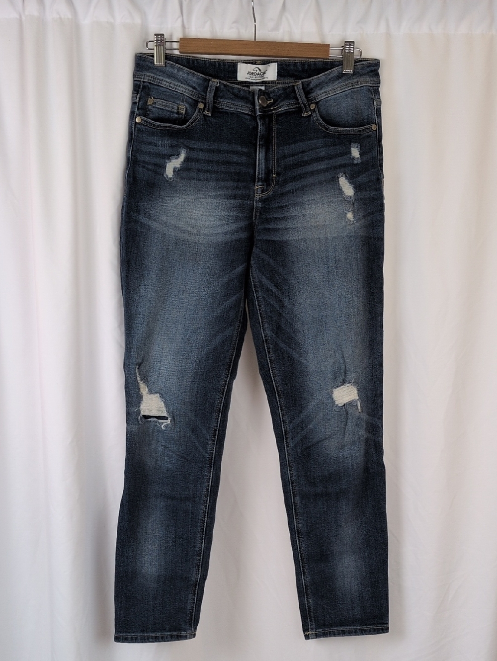 Jordache Slim Boyfriend Dark Blue Distressed Jeans 8